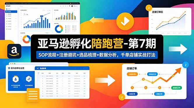 亚马逊孵化陪跑营-第7期：SOP流程+注册避坑+选品梳理+数据分析，千单店铺实战打法-快名资源网