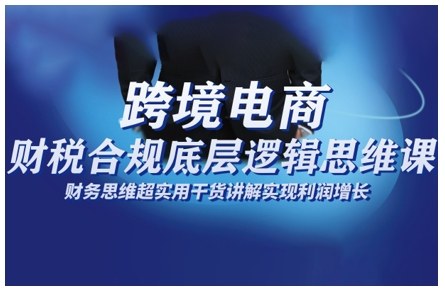 跨境电商财稅合规底层逻辑思维课，财务思维超实用于货讲解实现利润增长-快名资源网