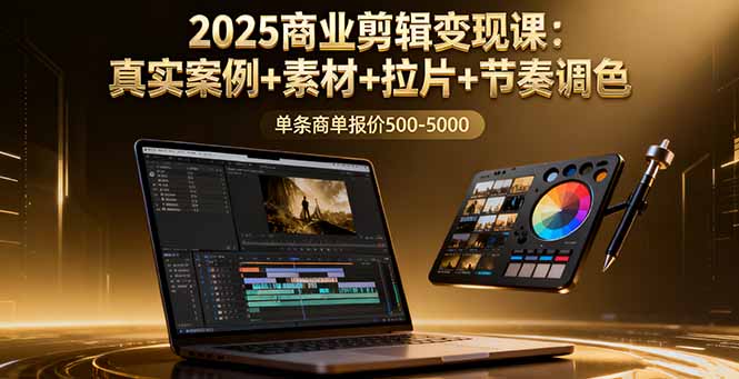 2025商业剪辑变现课：真实案例+素材+拉片+节奏调色，单条商单报价500-5000-青虫资源网