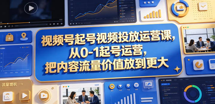 视频号起号视频投放运营课，从0-1起号运营，把内容流量价值放到更大-快名资源网