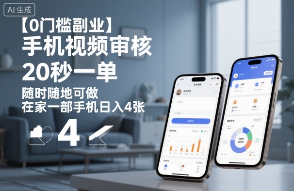 【0门槛副业】手机视频审核，20秒一单，随时随地可做，在家一部手机日入4张【揭秘】-快名资源网