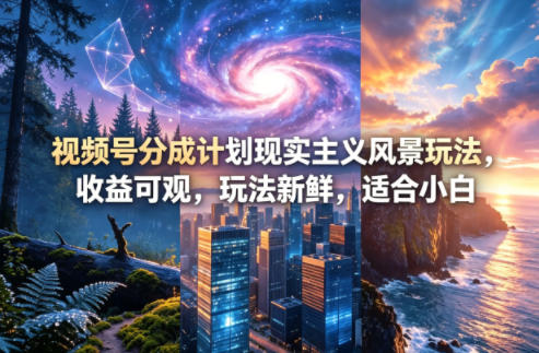 视频号分成计划现实主义风景玩法，收益可观，玩法新鲜，适合小白-快名资源网
