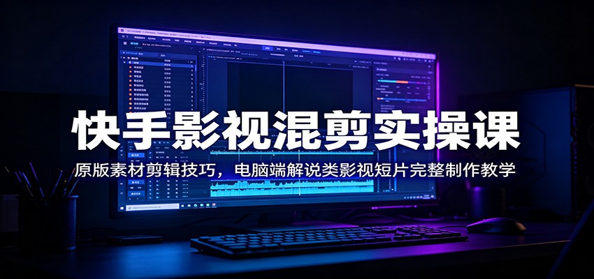 快手影视混剪实操课：原版素材剪辑技巧，电脑端解说类影视短片完整制作教学-青虫资源网