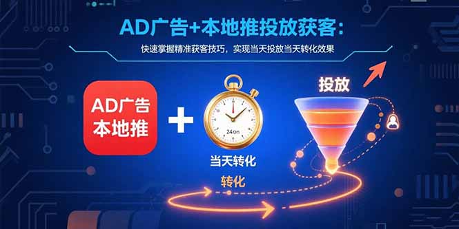 AD广告+本地推投放获客：快速掌握精准获客技巧，实现当天投放当天转化效果-快名资源网