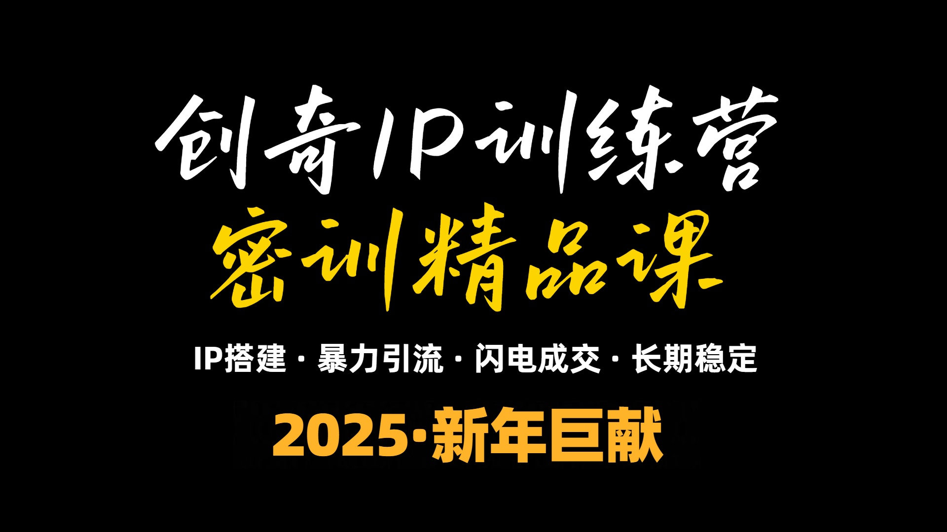 2025年“知识付费IP训练营”小白避坑年赚百万，暴力引流，闪电成交-快名资源网