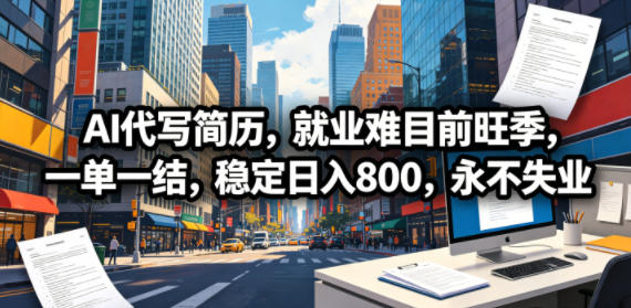 AI代写简历，就业难目前旺季，一单一结，稳定日入800，永不失业-青虫资源网