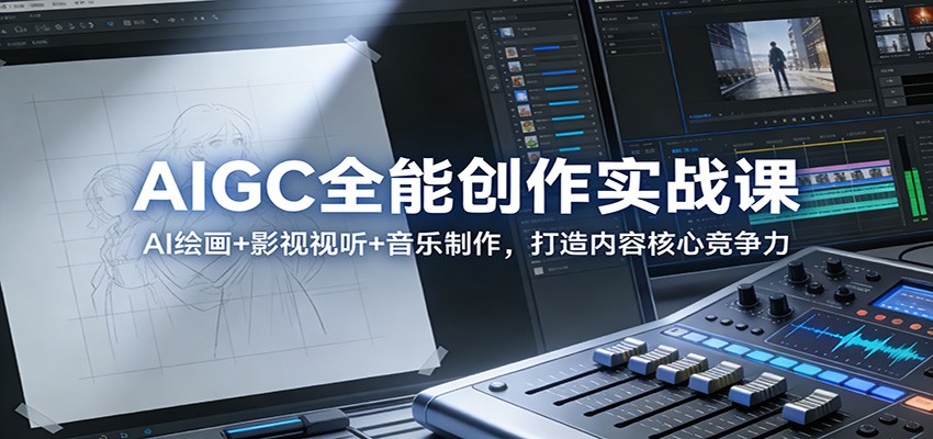 AIGC全能创作实战课：AI绘画+影视视听+音乐制作，打造内容核心竞争力-快名资源网