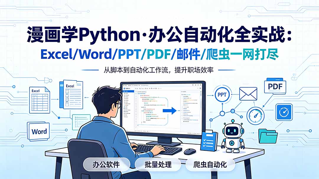 漫画学Python·办公自动化全实战：Excel/Word/PPT/PDF/邮件/爬虫一网打尽-青虫资源网