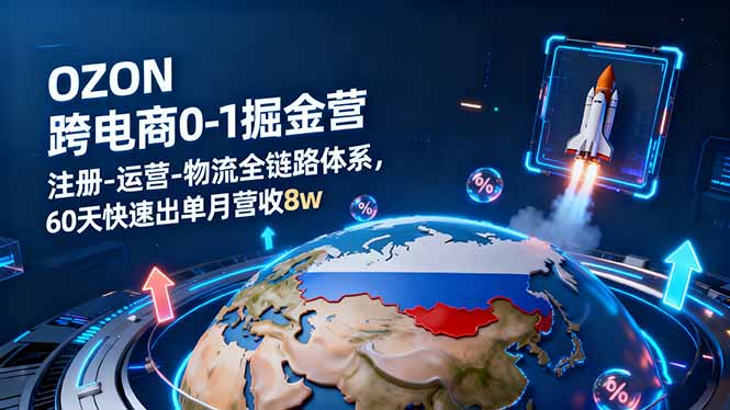 OZON跨境电商0-1掘金营：注册-运营-物流全链路体系，60天快速出单月营收8w-青虫资源网