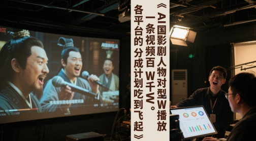 AI三国影视剧人物对口型唱歌玩法，一条视频百W千W播放，各平台的分成计划吃到飞起-快名资源网