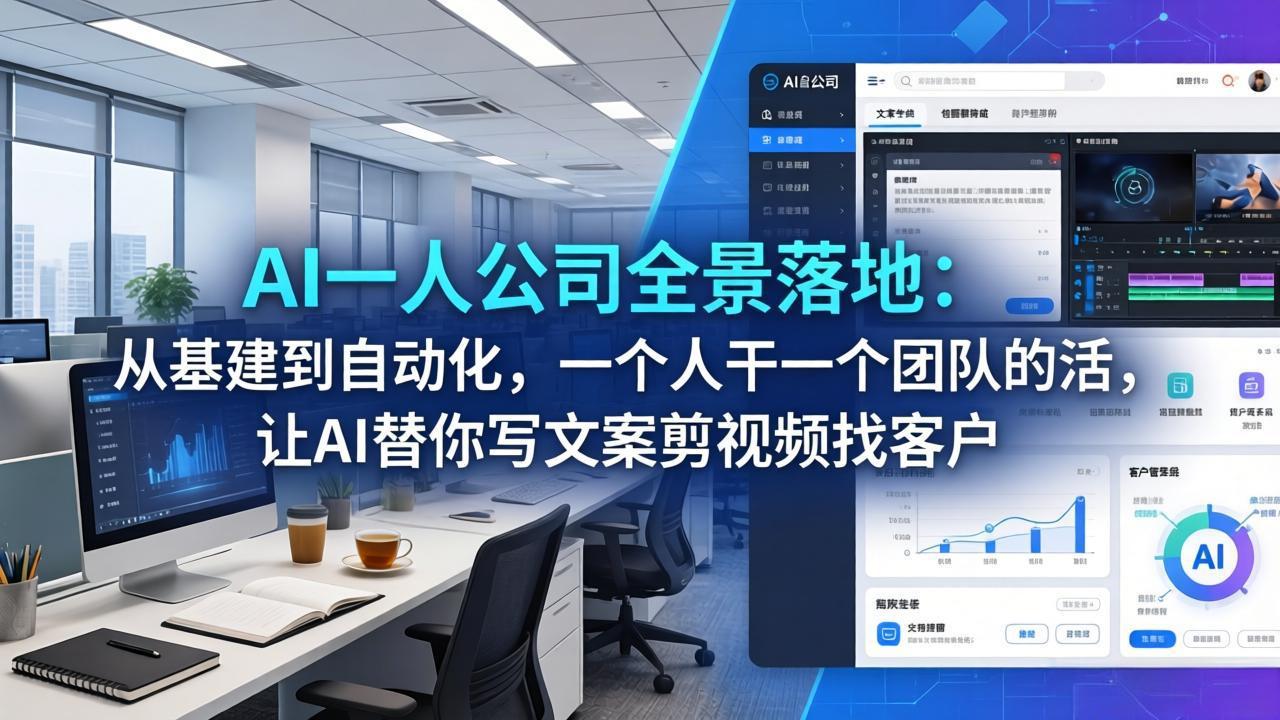 AI一人公司全景落地：从基建到自动化，一个人干一个团队的活，让AI替你写文案剪视频找客户-快名资源网