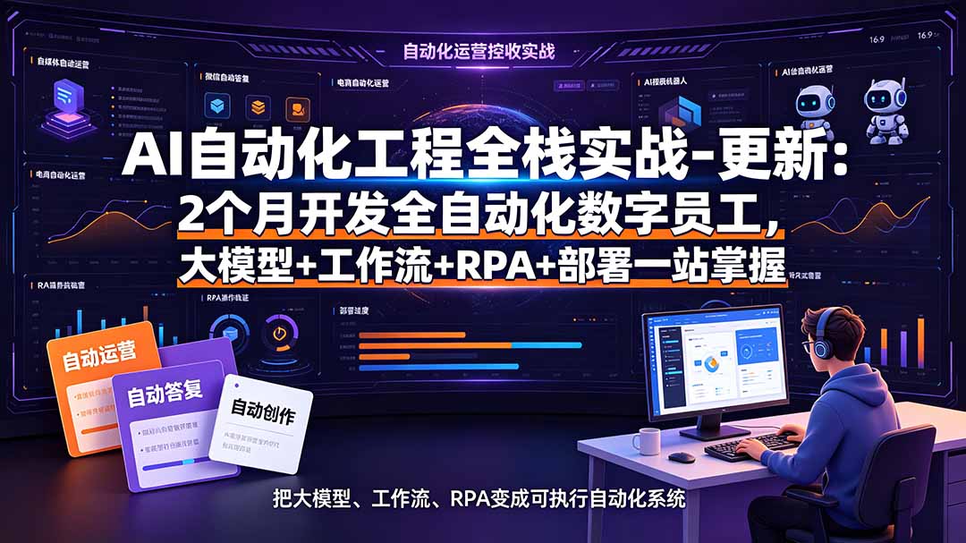 AI自动化工程全栈实战-更新：2个月开发全自动化数字员工，大模型+工作流+RPA+部署一站式掌握-青虫资源网