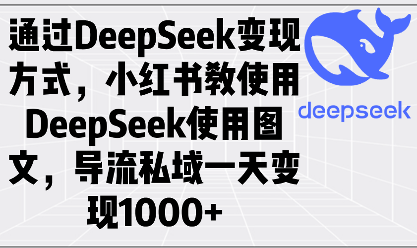 通过DeepSeek变现方式，小红书教使用DeepSeek图文，导流私域一天变现1000+-快名资源网