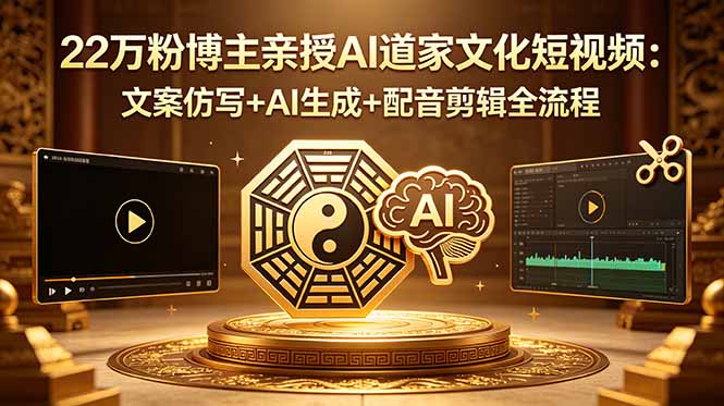 22万粉博主亲授AI道家文化短视频：文案仿写+AI生成+配音剪辑全流程-快名资源网