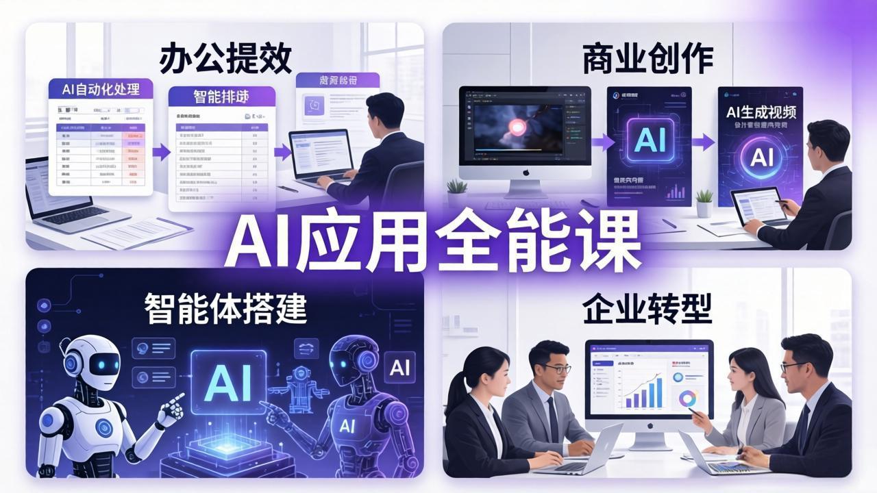 AIGC 应用师全能课-更新：办公提效、商业创作、智能体搭建、企业转型，一站式学会AI应用-快名资源网