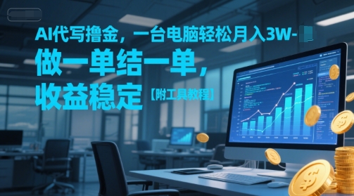 AI代写撸金，一台电脑轻松月入1-3W，做一单结一单，收益稳定【附工具教程】-快名资源网