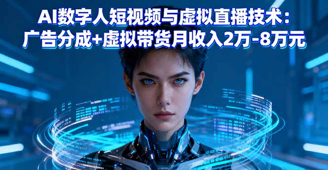 AI数字人短视频与虚拟直播技术：广告分成+虚拟带货月收入2万-8万元-快名资源网