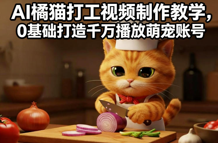 AI橘猫打工视频制作教学，流量狂飙，0基础打造千万播放萌宠账号-快名资源网