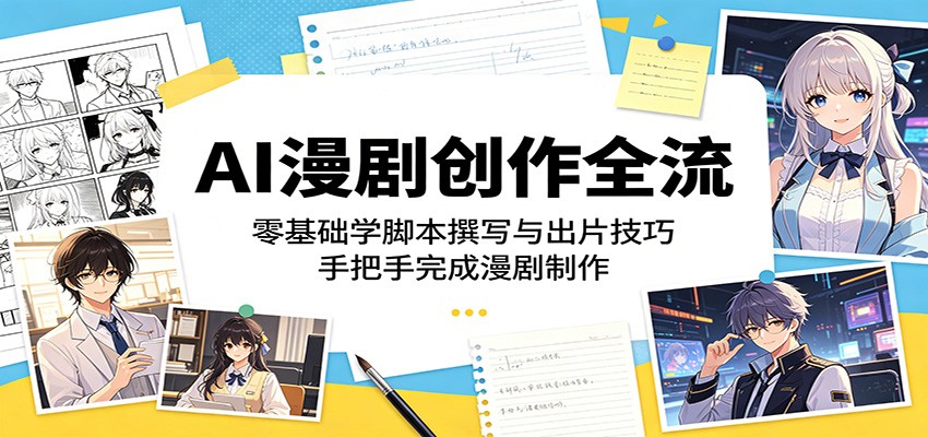 AI漫剧创作全流程：零基础学脚本撰写与出片技巧，手把手完成漫剧制作-快名资源网