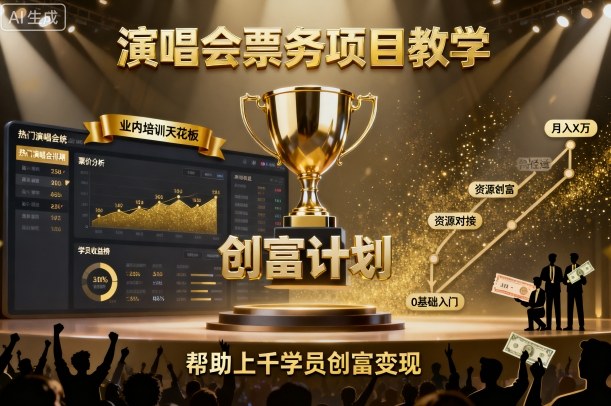 演唱会票务项目教学，业内培训天花板，帮助上千学员创富变现(更新)-快名资源网