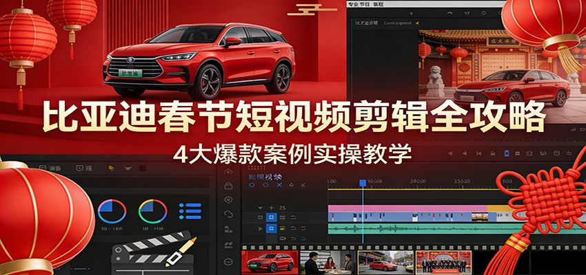 比亚迪春节短视频剪辑全攻略，4大爆款案例实操教学-快名资源网
