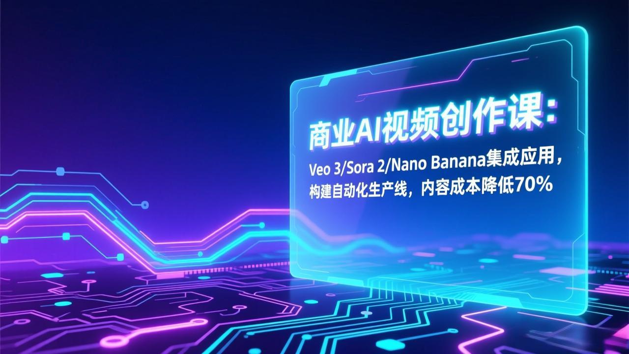 商业AI视频创作课：Veo 3/Sora 2/Nano Banana集成应用，构建自动化生产线，内容成本降低70%-快名资源网