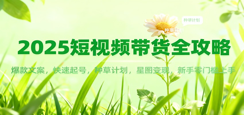 2025短视频带货全攻略：爆款文案，快速起号，种草计划，星图变现，新手零门槛上手-快名资源网