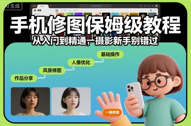 手机修图保姆级教程，从入门到精通，摄影新手别错过-快名资源网