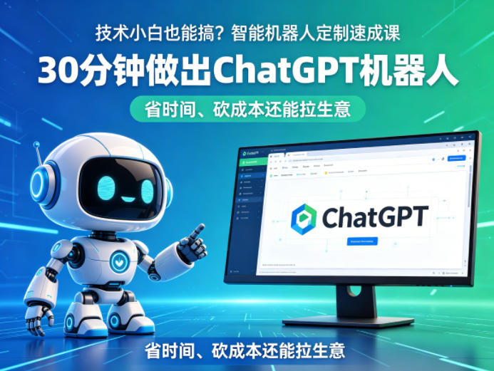 技术小白也能搞？智能机器人定制速成课，30分钟做出ChatGPT机器人，省时间、砍成本还能拉生意-快名资源网