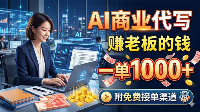 AI商业代写，赚老板的钱，一单1000+，附免费接单渠道-青虫资源网