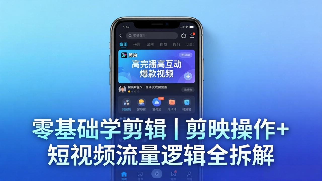 【零基础学剪辑】剪映操作+短视频流量逻辑全拆解｜手把手教你剪出高完播高互动爆款视频-快名资源网