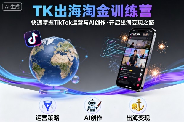 TK出海淘金训练营，助你快速掌握TikTok运营与AI创作，开启出海变现之路-快名资源网