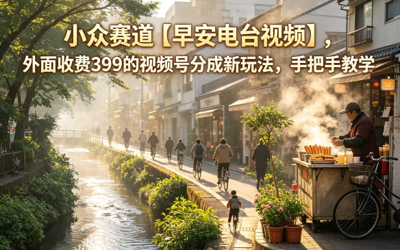 小众赛道【早安电台视频】，外面收费399的视频号分成新玩法，手把手教学-快名资源网