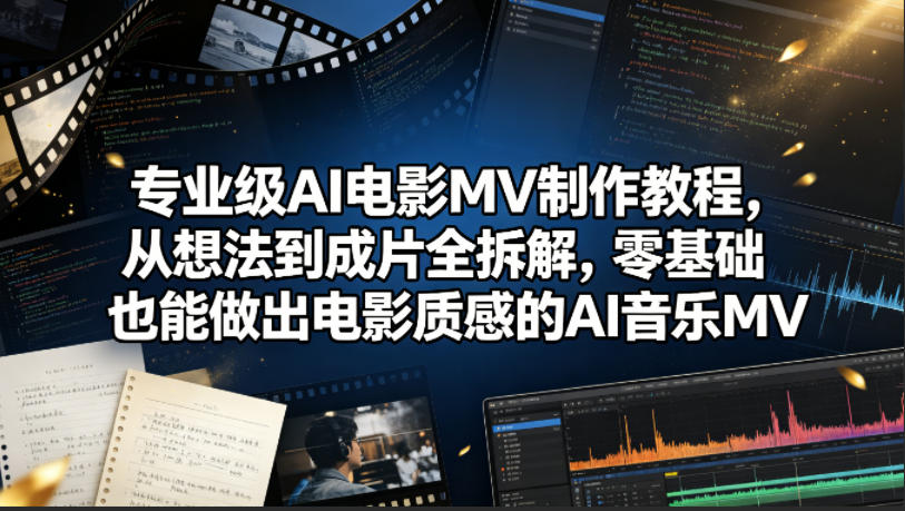 专业级AI电影MV制作教程，从想法到成片全拆解，零基础也能做出电影质感的AI音乐MV-快名资源网