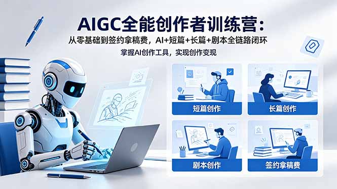 AIGC全能创作者训练营：从零基础到签约拿稿费，AI+短篇+长篇+剧本全链路闭环-快名资源网