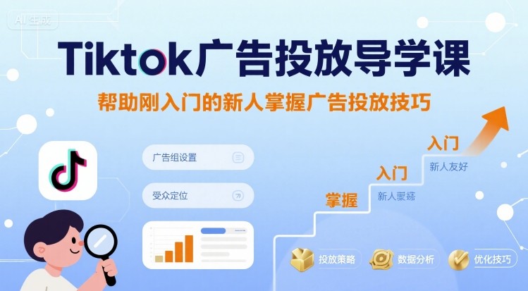 Tiktok广告投放导学课，帮助刚入门的新人掌握广告投放技巧-快名资源网