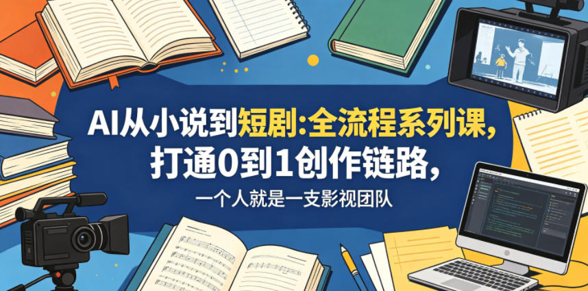 AI从小说到短剧全流程系列课，打通0到1创作链路，一个人就是一支影视团队-快名资源网