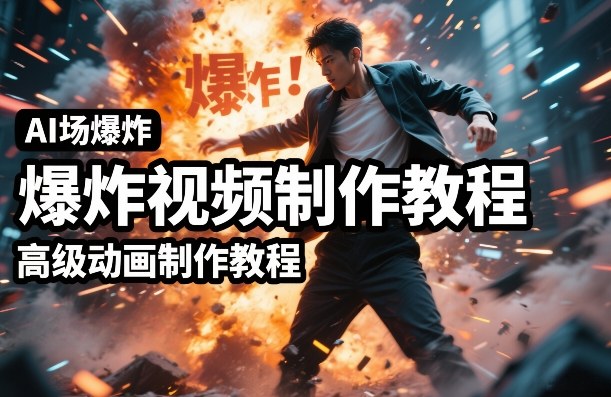 AI场景爆炸视频制作教程，利用人物实拍视频制作出高级的动画特效-快名资源网