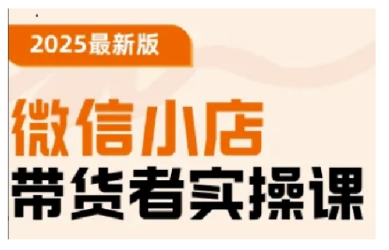 2025最新版微信小店带货者实操课，基础操作到高级运营技巧，快速上手-青虫资源网