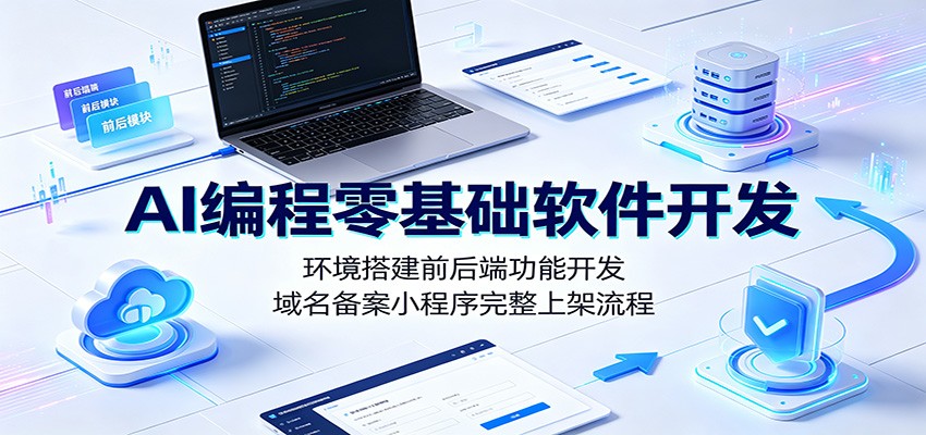 AI编程零基础软件开发：环境搭建前后端功能开发，域名备案小程序完整上架流程-青虫资源网