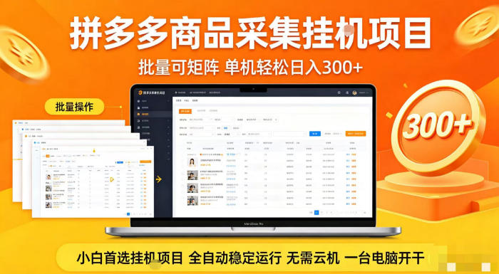 拼多多商品信息全自动采集项目，批量可矩阵，单机轻松日入300+，无需云机一台电脑开干【揭秘】-快名资源网