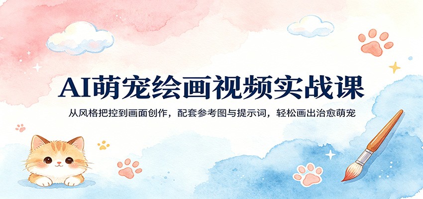 AI萌宠绘画视频实战课：从风格把控到画面创作，配套参考图与提示词，轻松画出治愈萌宠-快名资源网