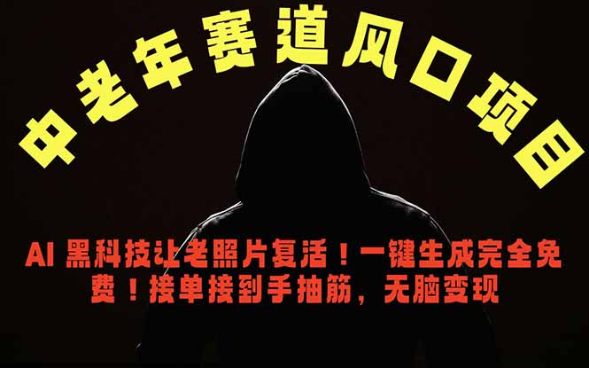 中老年风口项目，AI 黑科技让老照片复活！一键生成完全免费！接单接到手抽筋，无脑变现-快名资源网