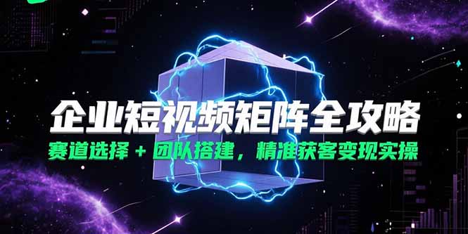 企业短视频矩阵全攻略，赛道选择+团队搭建，精准获客变现实操-快名资源网