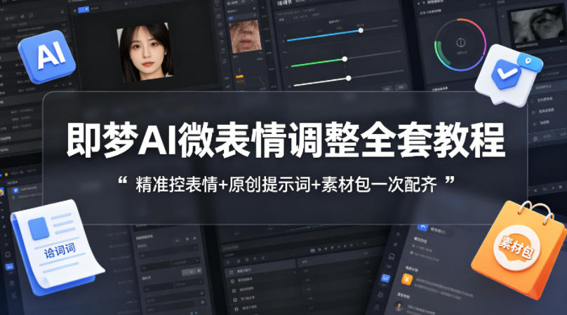 即梦AI微表情调整全套教程，精准控表情+原创提示词+素材包一次配齐-快名资源网