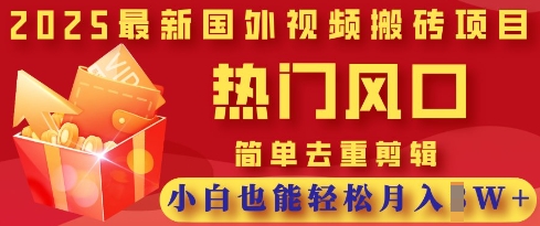 2025最新视频搬砖项目，热门风口，简单去重剪辑，小白也能轻松月入过W-快名资源网