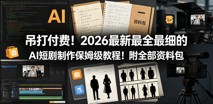 吊打付费！2026最新最全最细的AI短剧制作保姆级教程！附全部资料包-快名资源网