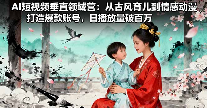 AI短视频垂直领域营：从古风育儿到情感动漫，打造爆款账号,日播放量破百万-快名资源网
