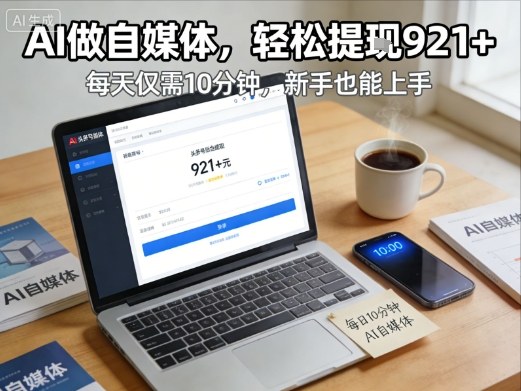 每天花费10分钟，头条号收益921+，用AI做自媒并不难【附视频教程】-快名资源网
