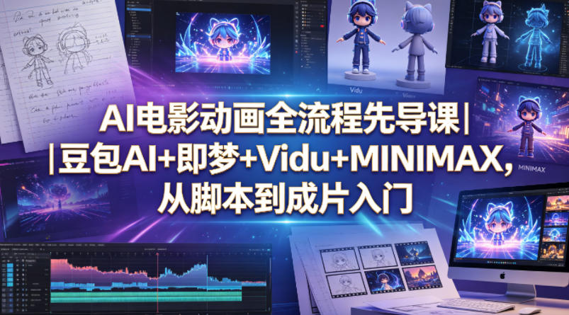 AI电影动画全流程先导课｜豆包AI+即梦+Vidu+MINIMAX，从脚本到成片入门-快名资源网